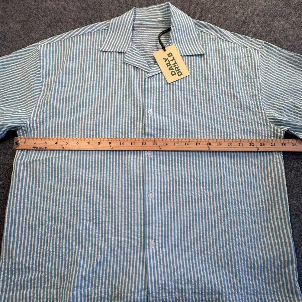 Daily Drills Blue and White Striped Button Down Shirt - Picture 5 of 6